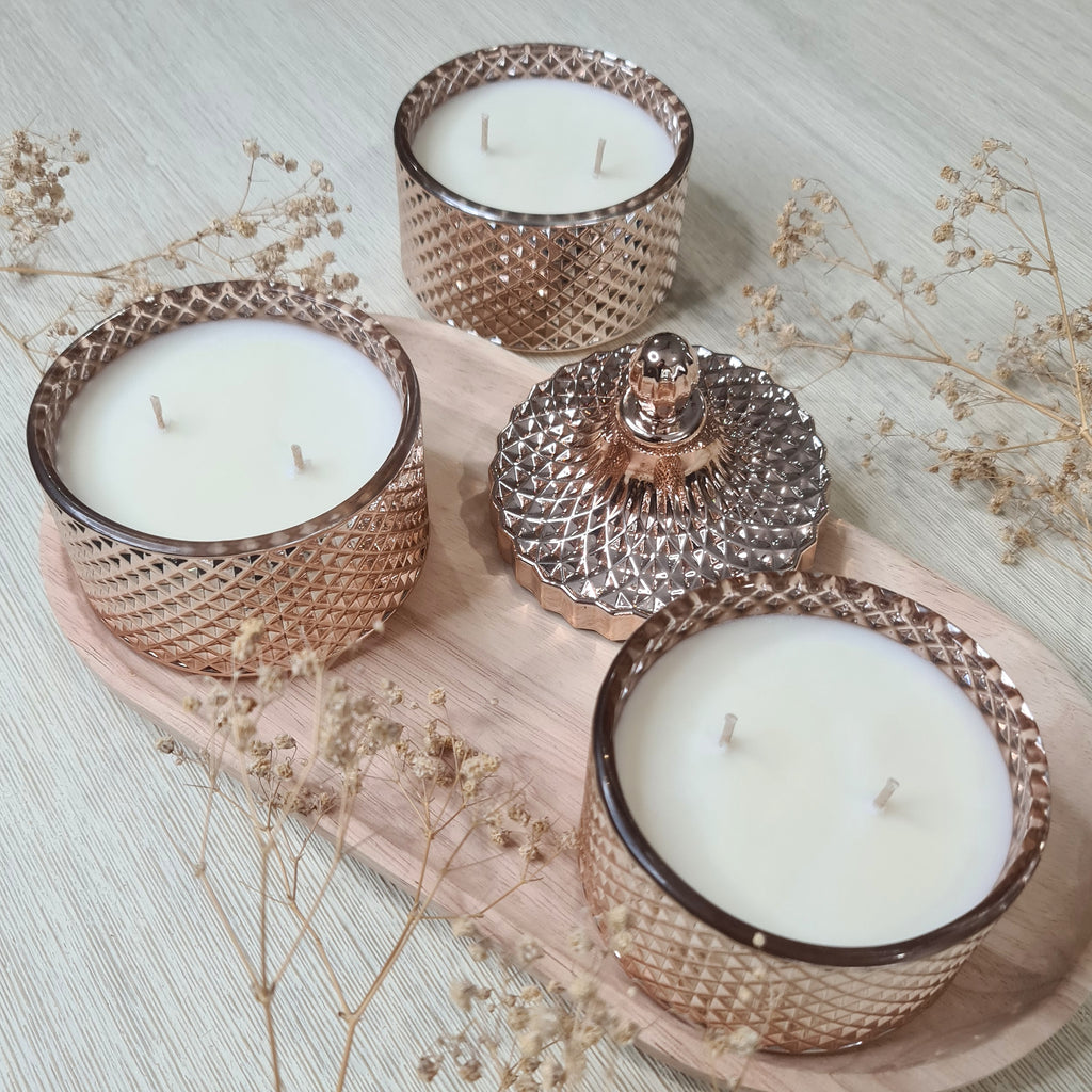 Deluxe Trio Candle Rose Gold Illuminate Luxury Candle Co